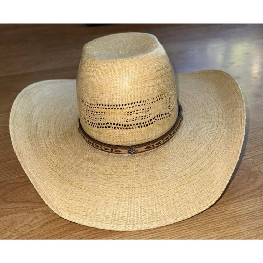 Twister Cowboy Hat Western Woven Paper Straw Hat Vented Size Large Youth Rodeo